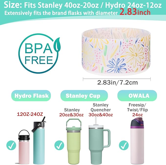 WK IEASON Protective Silicone Base Boot for Hydro Flask Mouth, Anti-Slip Silicone Sleeve Cover Bumper for Hydro Water Bottle Accessories -2.83inch Bottom Diameter