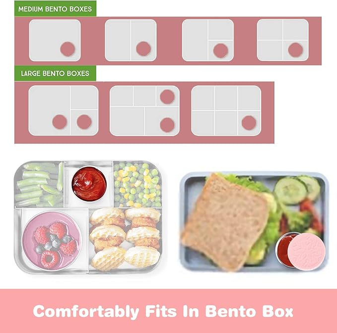LALASTAR Salad Dressing Containers Set, Small Condiment Containers with Silicone Lids, Leakproof & Reusable for Condiments, Snacks, Dipping Sauce, Stainless Steel, 4x1.6oz, Pink
