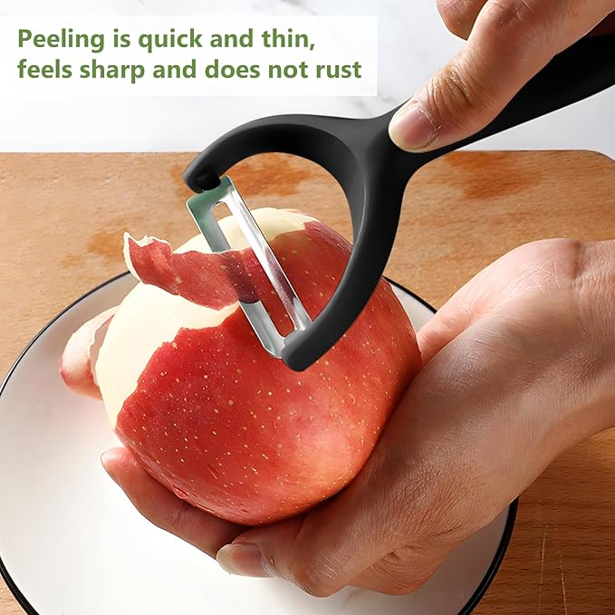 Apple Peeler:Pear Fruit Vegetable Peeler,Manual peeler for Peeling Apples, Pears, Cucumber;Garlic Carrot Potato Cheese Zester Grater, Essential Kitchen Tool(2-Pack) (black)