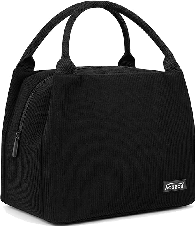 Aosbos Corduroy Lunch Bag Women Insulated Lunch Box for Women Lunch Tote for Adult Lunch Cooler Bag Lunchbox for Work Office Picnic