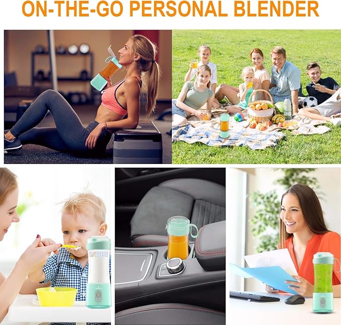 Vaeqozva Portable Blender USB Rechargeable Personal Mixer Fruit Mini Blender for Smoothie, Fruit Juice, Protein Shake, Milk Shakes Blue