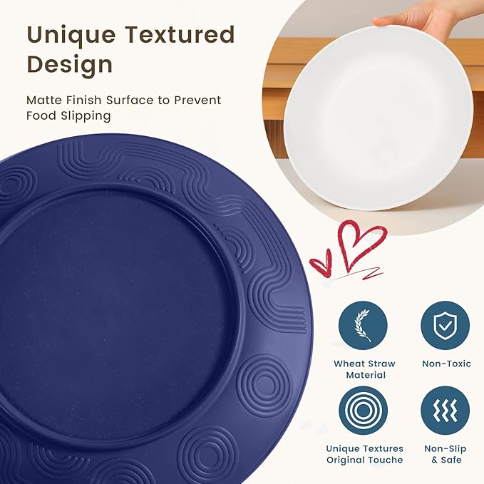 Homienly 24 PCS Wheat Straw Dinnerware Set for 6, Dinner Plates,Dessert Plates,Cereal Bowls,Drinking Cups,Unbreakable Dishwasher and Microwave Safe Dish Sets for Kitchen,Outdoor - Island Series