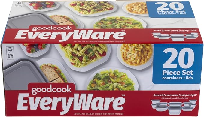 GoodCook EveryWare 20-Piece Boxed Food Storage Container Set with Lids, BPA Free