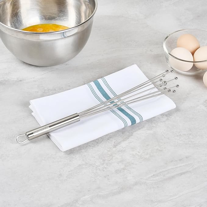 Restaurantware-German Standard 12.6 Inch Ball Whisk, 1 Dishwashable Kitchen Whisk - Ergonomic Handle, Durable, Stainless Steel Manual Egg Beater, Suitable For Whisking, Stirring, Mixing, Beating