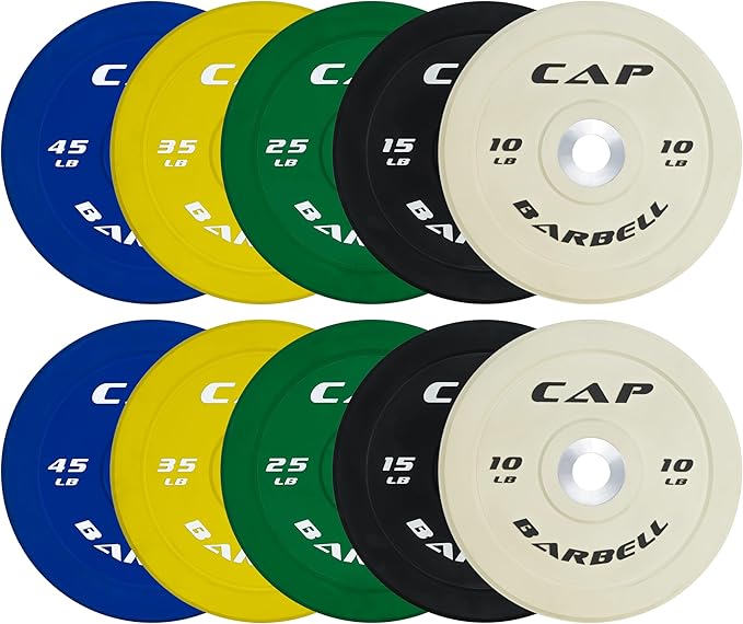 CAP Barbell 2-Inch Olympic Bumper Plate Weight Set with 6 Post Rack | 100-370 lbs | Multiple Options