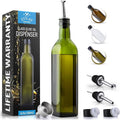 Zulay Kitchen 17oz Olive Oil Dispenser Bottle – Glass Oil Cruet with Spout, Funnel & Pourers, Easy-Pour Decanter for Kitchen Cooking and Serving (Green)