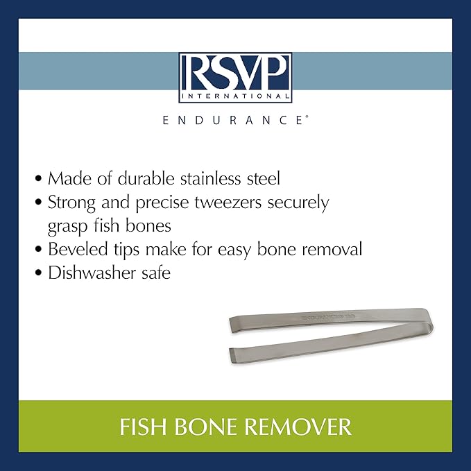 RSVP International Endurance Collection Seafood Tool, Fish Bone Remover, Stainless Steel