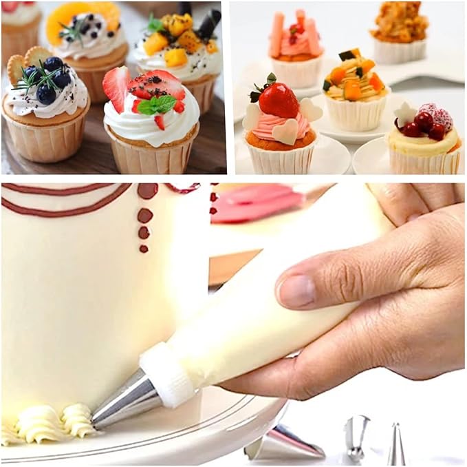 21Inch Tipless Piping Bags for Royal Icing, 200 Pcs Extra Thick Anti Burst Large Decorating Bags Butter Cram Cookies Decoration, Perfect for Professional Baking Lover