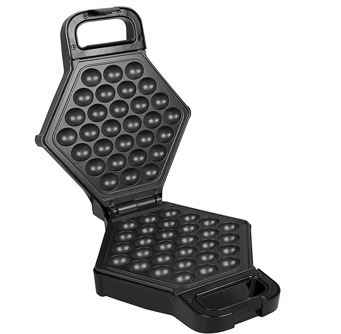Bubble Waffle Maker- Electric Non stick Hong Kong Egg Waffler Iron Griddle w/Ready Indicator Light- Ready in under 5 Mins- Recipe Guide Included, Make Delicious Ice Cream Cones for Xmas Gift or Treat