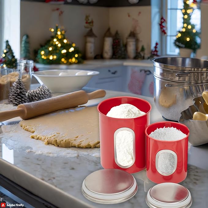 Home Basics 3 Piece Canister Set for the Kitchen Kitchen Jars with Transparent Window | 3 Different Sizes | Kitchen Storage Containers with Silicone Gasket