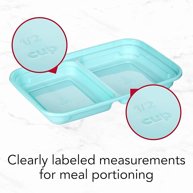 GoodCook 2-Compartment Food Storage Container Set with Snap-Shut Lids, Reusable Divided Snack Containers with Lids, Blue (Pack of 40)