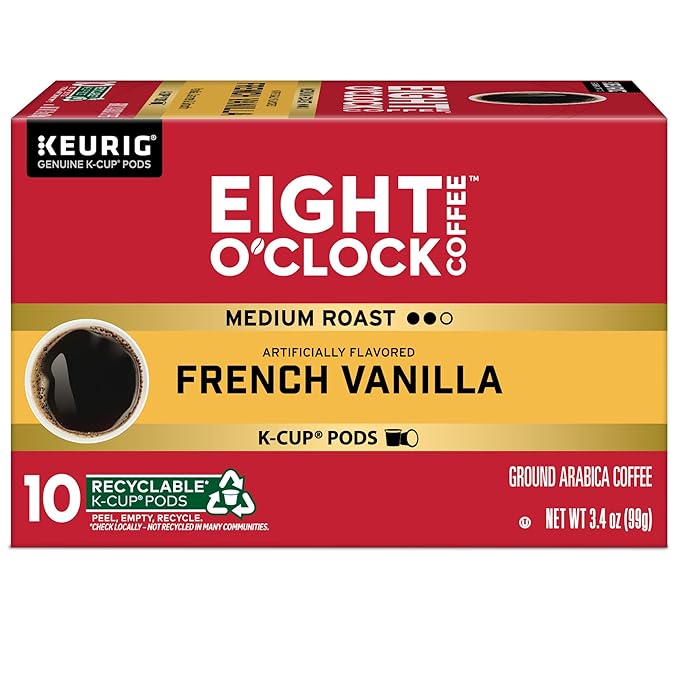 Eight O'Clock Coffee French Vanilla, Single-Serve Coffee K-Cup Pods, Medium Roast, 60 Count