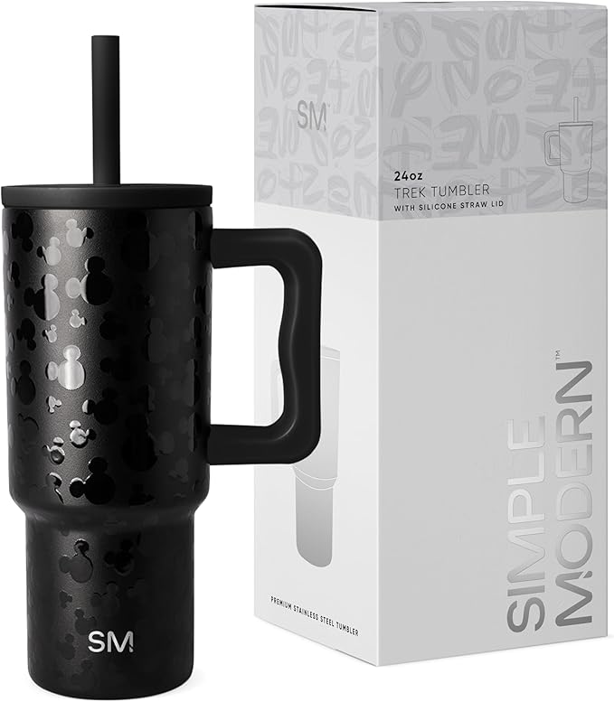 Simple Modern Disney Kids 24 oz Tumbler with Handle & Silicone Straw Lid Spill Proof and Leak Resistant Reusable Stainless Steel Bottle Gift Kids Boys Girls Trek Collection Iconic Mickey(Pack of 12)
