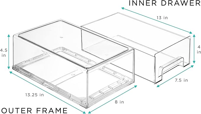 Sorbus Medium Clear Storage Drawers (6 Pack)