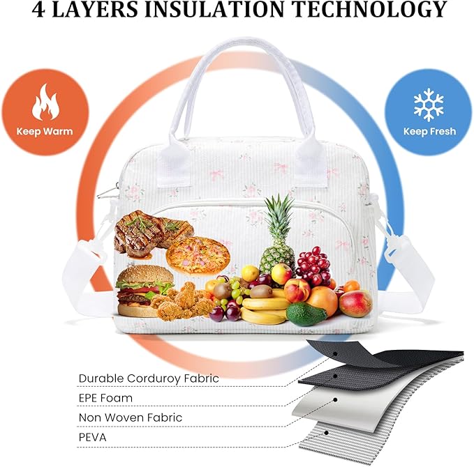 Insulated Lunch Bag for Women Men Large Reusable Lunch Box Adult Leakproof Portable Cooler Tote Bags for Work Picnic
