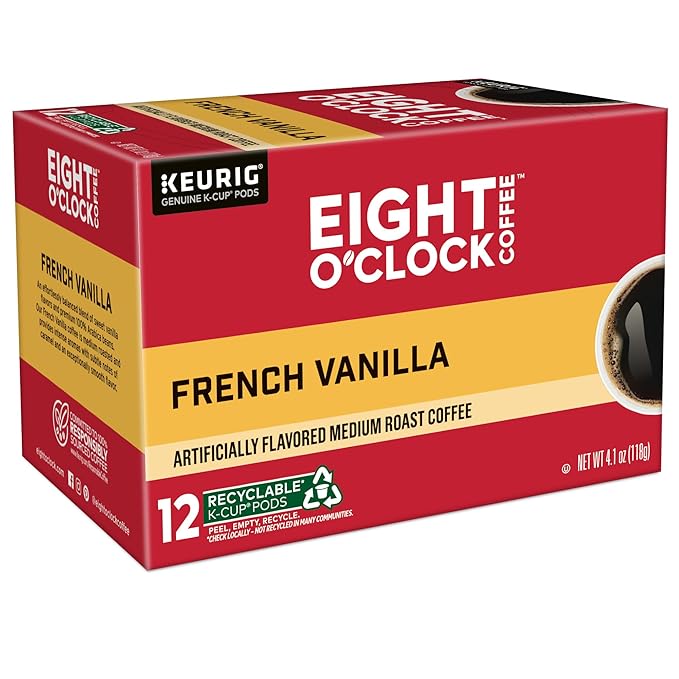 Eight O'Clock Coffee French Vanilla, Single-Serve Coffee K-Cup Pods, Medium Roast, 72 Count