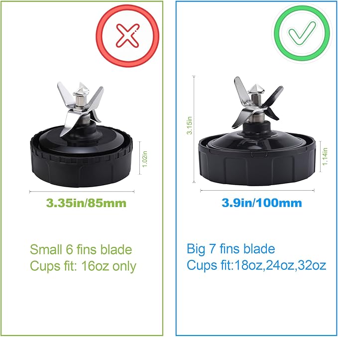 [Upgraded] Replacement 24oz Cups for Nutri Ninja Blenders, Cups with 7 Fins Replacement Extractor Blade Parts fit Ninja Auto iQ BL682-30 BL642-30 BL450-30 BL455-30 BL456-30 BL482-30 BL687CO-30 etc.