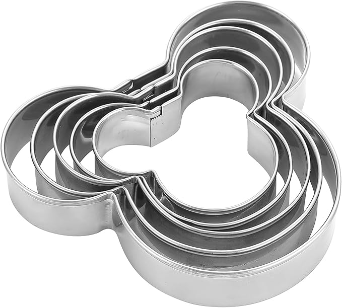 MrCookie Mouse Cookie Cutters for Kids,Stainless Steel Sandwiches Cutters Biscuit Molds for Kids, 5pcs Sturdy Cutters for Cookies,Sandwiches,Small to Large Size of 2.12'',2.56'',2.95'',3.34'',3.86''