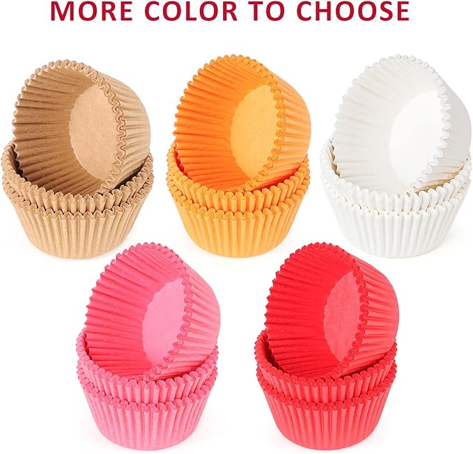 Caperci Standard Pink Cupcake Muffin Liners 500-Count, No Smell, Food Grade & Grease-Proof Paper Baking Cups (Pink)