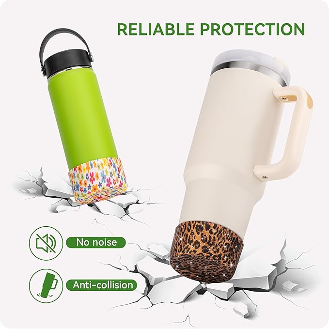 Silicone Boot for Stanley Quencher Tumbler 20/30/40 oz & Stanley IceFlow 20/30oz,Owala 24/40 oz, Cup Boot Sleeve 40oz Bottom Protector for Bottom Size 2.8-2.95" Cups & Bottles BPA-Free(Colorful Flower