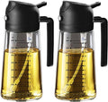 TrendPlain 16oz/470ml Glass Olive Oil Sprayer for Cooking – 2 in 1 Olive Oil Dispenser Bottle for Kitchen Gadgets and Air Fryer Accessories, Salad, BBQ - 2 Black