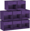 DIMJ Storage Cubes, Cube Storage Bin, 8 Pack Foldable Baskets with Window, Closet Storage Bins with Handle, 11x 11 inch Storage Cubes for Clothes, Toys, Books (Purple)