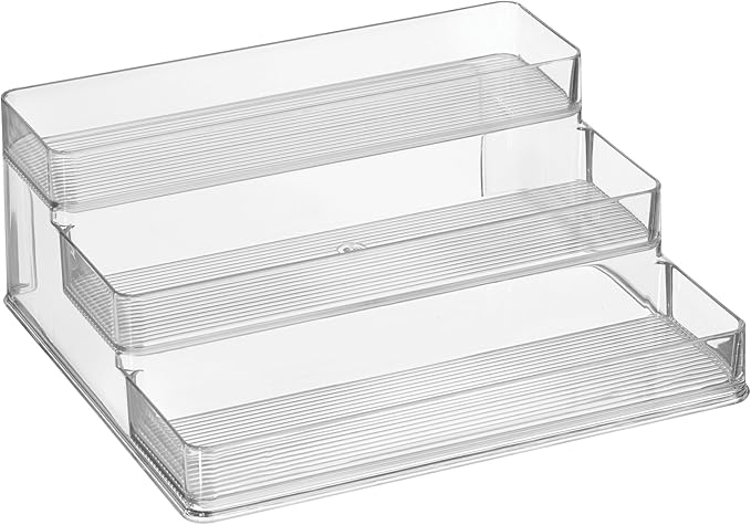 iDesign 3-Tier Spice Rack Organizer for Cabinets, Pantry or Countertop, Set of 2, Clear, Made in USA