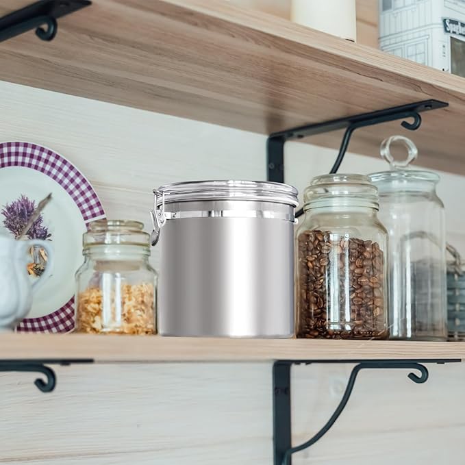 ENLOY 165oz Stainless Steel Airtight Canister for Kitchen, Large Flour Coffee Bean Tea Cereal Sugar Cookie Metal Food Storage Canisters with Clear Lid and Sturdy Locking Clamp (7.7 * 7.7 * 8.4in)