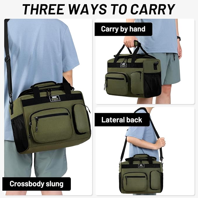 MIER Large Lunch Box for Men Women Adult Insulated Soft Sided Cooler 30 Can Leakproof Lunch Bag Collapsible for Work Travel Camping Beach, 18L (Army Green-No Luggage Strap)