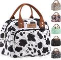 HOMESPON Lunch Bag for Woman Man Adults with Front Pocket Insulated Lunch Tote Lunch Box Container for Work Picnic or Travel(Cow)