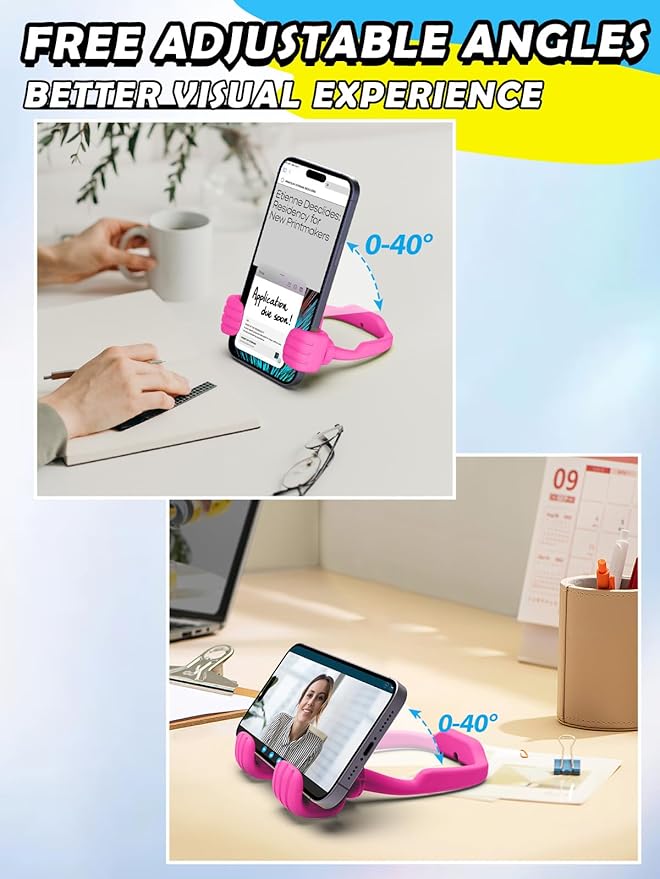 Christmas Stocking Stuffers for Teens Girls Women Cell Phone Holder: Thumbs Up Lazy Phone Holder for Desk Gifts for Adults Kids Teenager Wife Mom Funny White Elephant Useful Trendy Stuff Hot Pink