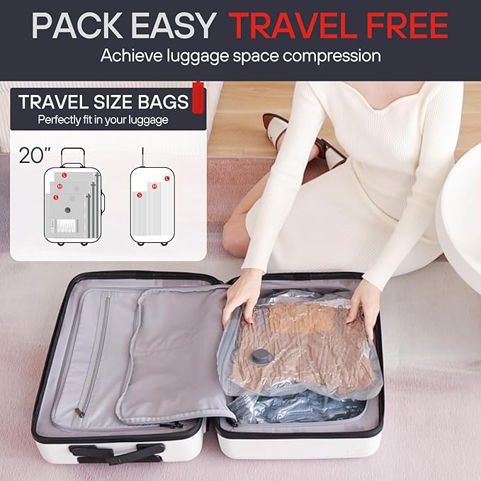 9-Pack Vacuum Storage Bags for Travel, Space Saver Compression Bags (No Pump Included)