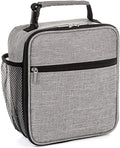 Insulated Lunch Bag, Leakproof Portable Lunch Box for Women Men Boys Girls, Large Capacity Cooler Bag with Handle and Bottle Pocket for Office School Camping Hiking Outdoor Beach Picnic (Grey)