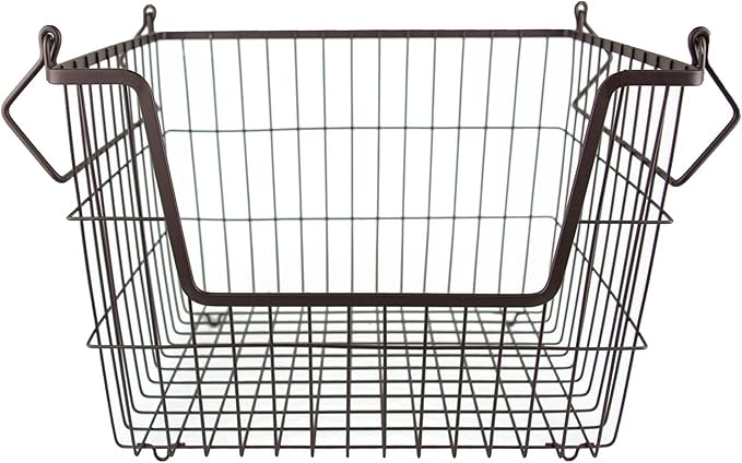 DII Metal Wire Mesh Stackable Utility Storage Bin, Medium Rectangle, 13x11x9, Cool Gray