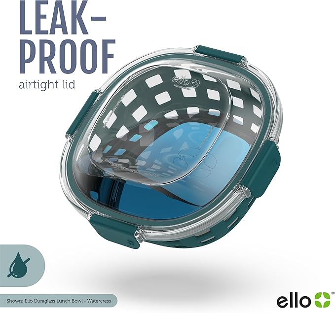 Ello Duraglass Meal Prep Lunch Bowl Container, 5 cup- Glass Food Storage Container with Silicone Sleeve and Airtight BPA-Free Plastic Lid, Dishwasher, Microwave, and Freezer Safe