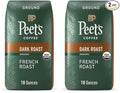 Peet's Coffee Dark Roast Ground Coffee | USDA Organic | French Roast | 36 Ounces | 2 Bags