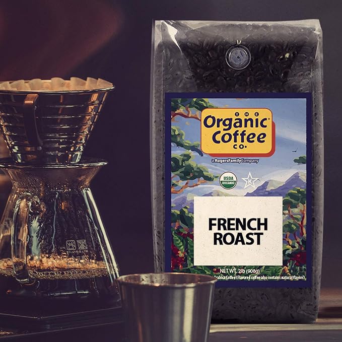 Organic Coffee Co. French Roast Whole Bean Coffee 2LB (32 Ounce) Dark Roast USDA Organic