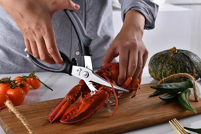 Poultry Shears - Heavy Duty Kitchen Scissors for Cutting Chicken, Poultry, Game, Bone, Meat - Chopping Food - Spring Loaded