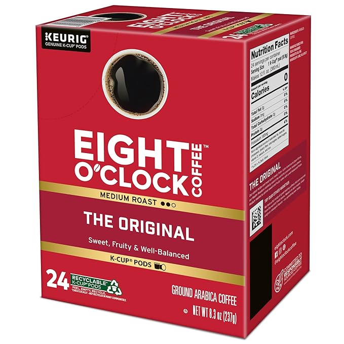 Eight O'Clock Coffee The Original, Single-Serve Keurig K-Cup Pods, Medium Roast Coffee Pods, 96 Count