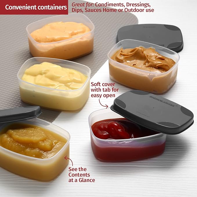 Reusable Airtight Food Containers 3 oz 8 pack. for Snacks, Baby/Toddler Food/Puree, Condiments, Picnics Food Prep, Lunch, Plastic Food Storage Containers–Dishwasher, Microwave, Freezer Safe BPA free