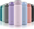 Ello Cooper 18oz Stainless Steel Water Bottle with Straw and Carry Handle, Double Walled and Vacuum Insulated Metal, Leak Proof Locking Lid with Soft Silicone Spout, Reusable, BPA Free, Cashmere Pink