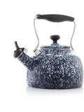 Chantal Tea Kettle, Vintage Series, Enamel on Steel, Whistling (White Splatter on Blue)