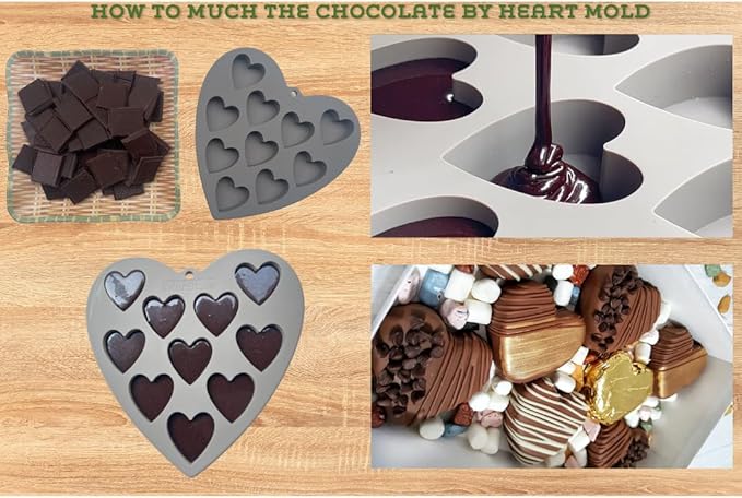 Heart Shaped Cake Pans Heart Silicone Mold for Baking, Large 2 Inches Heart Molds, 10 Cavities Suitable for Ice Cube Mold, Chocolate Mold, Valentines Silicone Molds