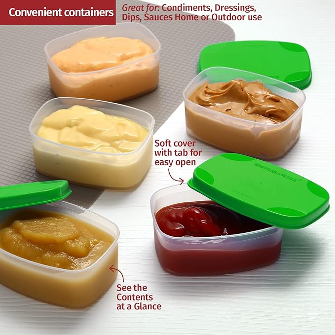 Reusable Airtight Containers 3 oz 8 Pack for Snacks, Baby/Toddler Puree, Condiments, Picnics, Food Prep, Lunch - Plastic Storage Containers, Dishwasher, Microwave, Freezer Safe, BPA Free