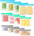 12 Pack Reusable Food Storage Bags - BPA-Free, Leakproof Food Bags - Includes 4 Gallon, 4 Sandwich, and 4 Snack Bags - Ideal Solution for Safe and Convenient Freezer Storage.