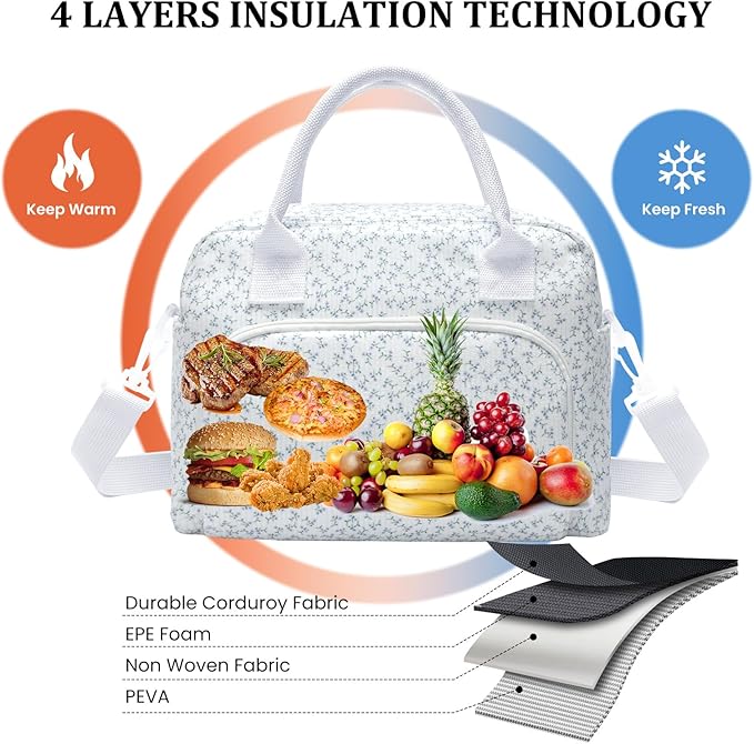 MEXS Insulated Lunch Bag for Women Men Large Reusable Lunch Box Adult Leakproof Portable Cooler Tote Bags for Work Picnic (lavender)