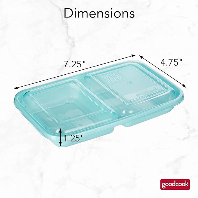 GoodCook 2-Compartment Food Storage Container Set with Snap-Shut Lids, Reusable Divided Snack Containers with Lids, Blue (Pack of 40)