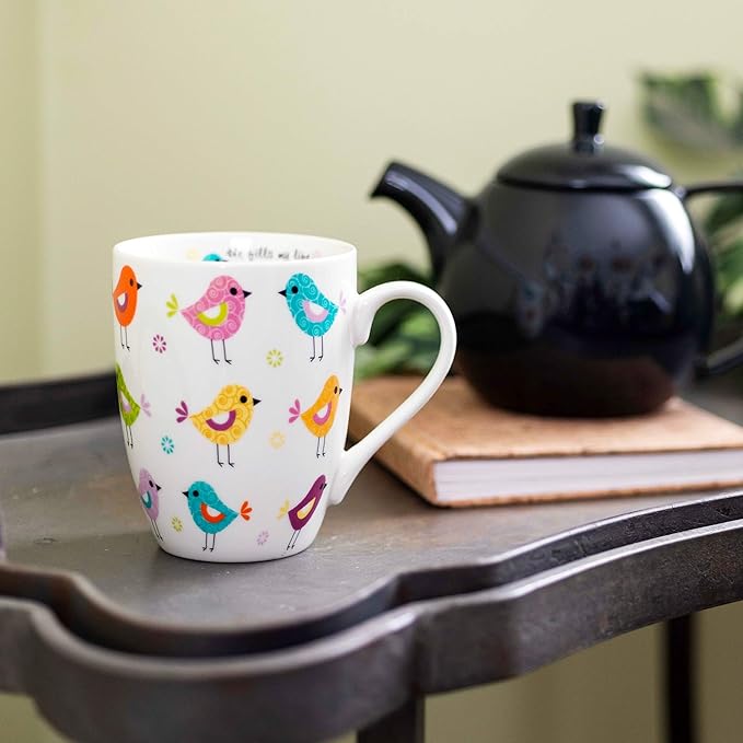 Divinity Boutique Inspirational Ceramic Mug with Birds-Psalm 103:5, He Fills My Life With Good Things, Multicolor, One Size, 12 ounces