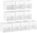 DIMJ Storage Cubes, Cube Storage Bin, 10 Pack Foldable Storage Cubes with Window, Closet Storage Bins with Handle, 11x 11 inch Storage Cubes for Clothes, Toys, Books (White)