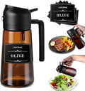2-in-1 Glass Oil Dispenser & Sprayer - 16oz/470ml Leakproof Olive Oil Sprayer Bottle for Cooking, Air Fryer, BBQ, Baking, Salad (Black)